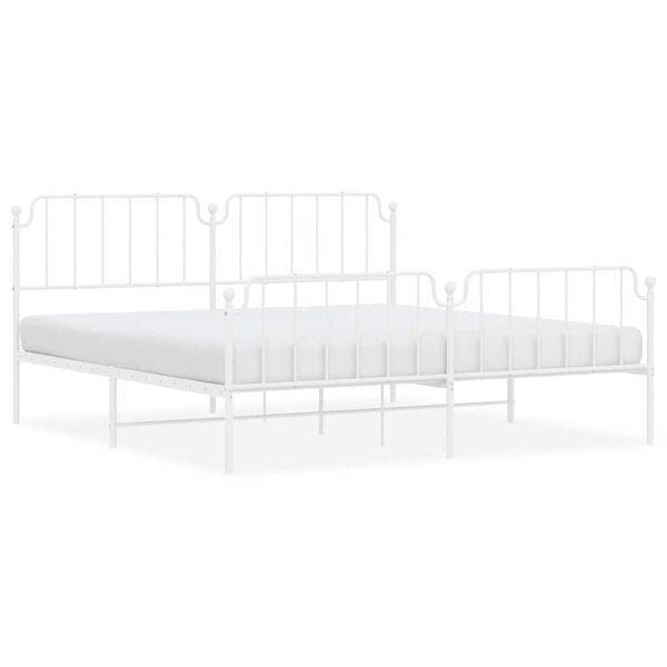 vidaXL Cadre de lit m&eacute;tal sans matelas et pied de lit blanc 193x203 cm