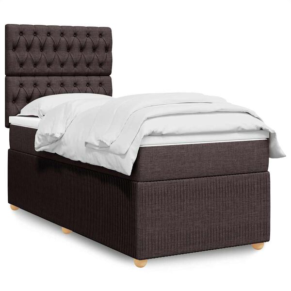 vidaXL Sommier &agrave; lattes de lit avec matelas Marron fonc&eacute; 80x200 cm