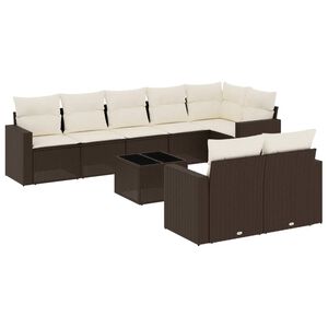 vidaXL Salon de jardin avec coussins 9 pcs marron r&eacute;sine tress&eacute;e