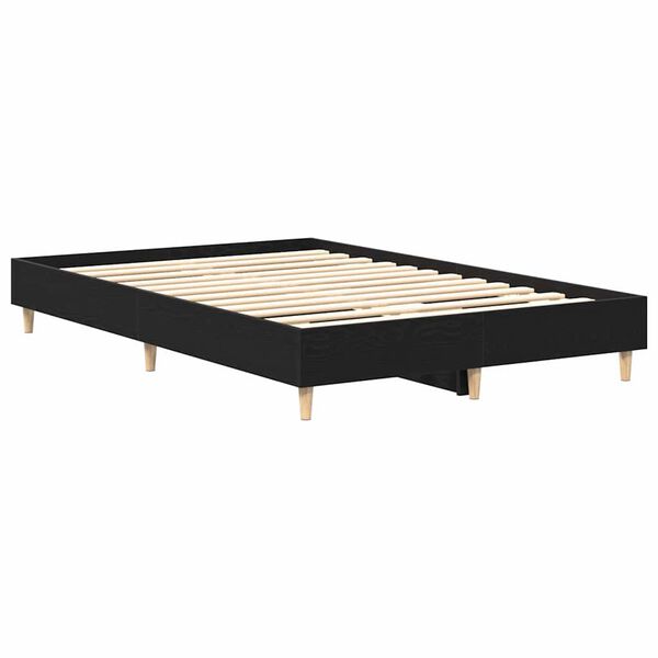 vidaXL Cadre de lit Ch&ecirc;ne noir 135 x 190 cm Bois d'ing&eacute;nierie
