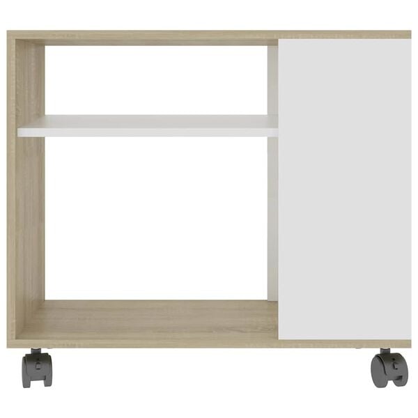 vidaXL Table d'appoint Blanc ch&ecirc;ne sonoma 70x35x55cm Bois d'ing&eacute;nierie