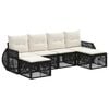 vidaXL Ensemble de canap&eacute; de jardin 6 pc Noir et blanc cr&egrave;me polyrotin