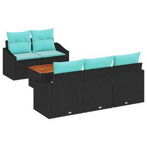 vidaXL Ensemble de canap&eacute; de jardin avec coussin 6 pcs Noir polyrotin