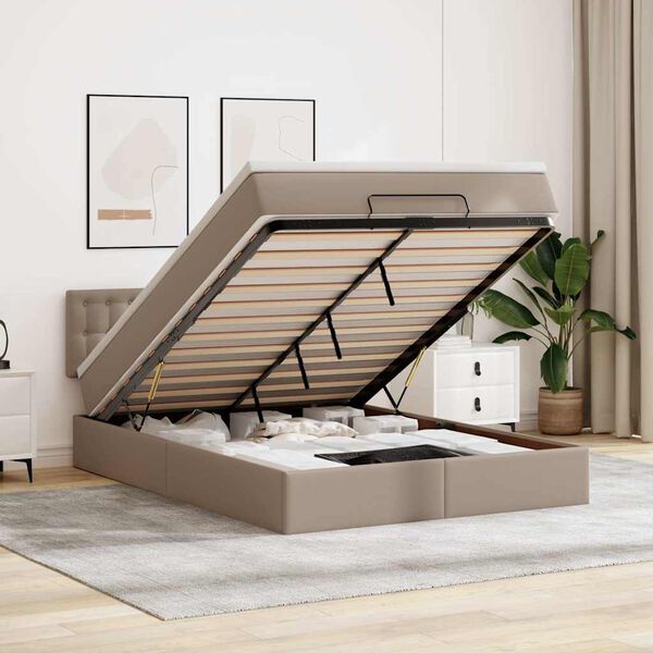 vidaXL Lit ottoman avec matelas & LED Cappuccino 140x200cm similicuir