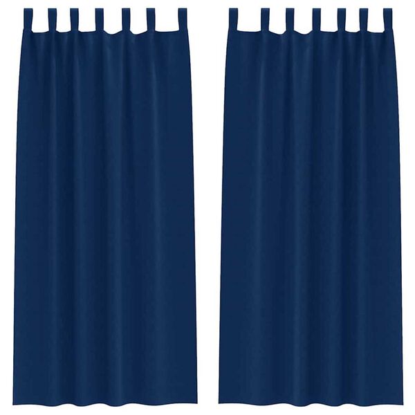 vidaXL Rideaux occultants avec anneaux 2 pcs Bleu foncé 245 x 140 cm
