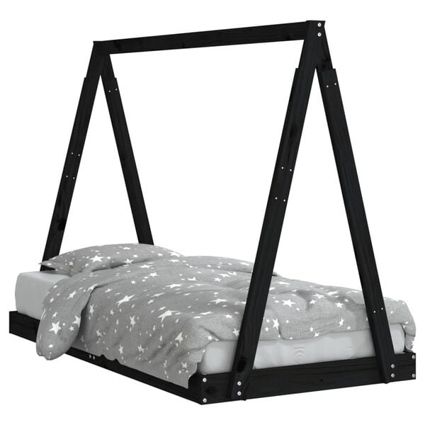 vidaXL Cadre de lit pour enfant noir 80x160 cm bois de pin massif