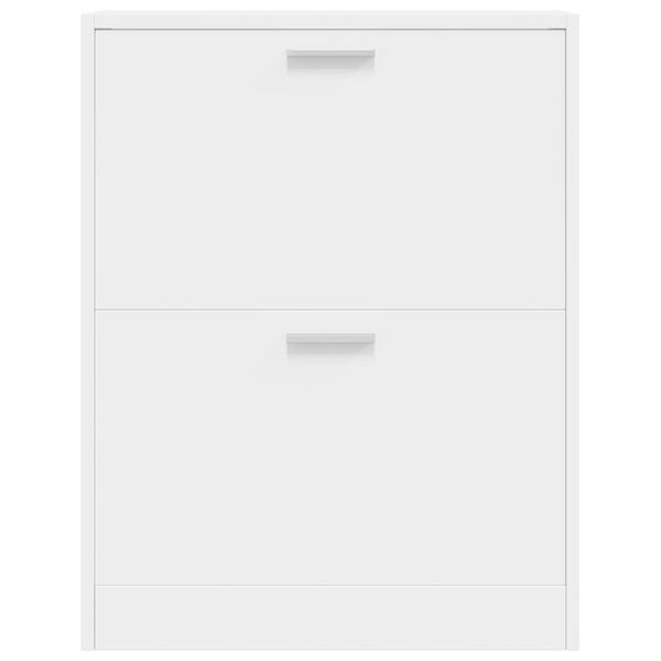 vidaXL Meuble &agrave; chaussures en bois avec 2 compartiments Blanc