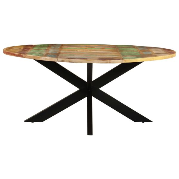 vidaXL Table &agrave; manger ronde 175x75 cm Bois de r&eacute;cup&eacute;ration massif