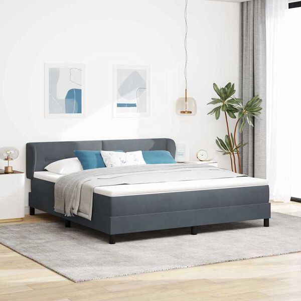 vidaXL Lit &agrave; ressorts avec matelas Gris fonc&eacute; 180 x 200 cm Velours