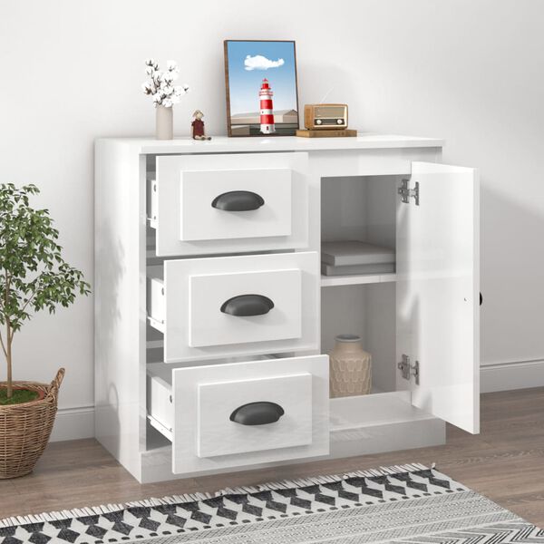 vidaXL Buffet blanc brillant 70x35,5x67,5 cm bois d'ingénierie
