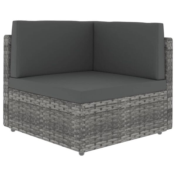vidaXL Salon de jardin 5 pcs avec coussins Gris R&eacute;sine tress&eacute;e