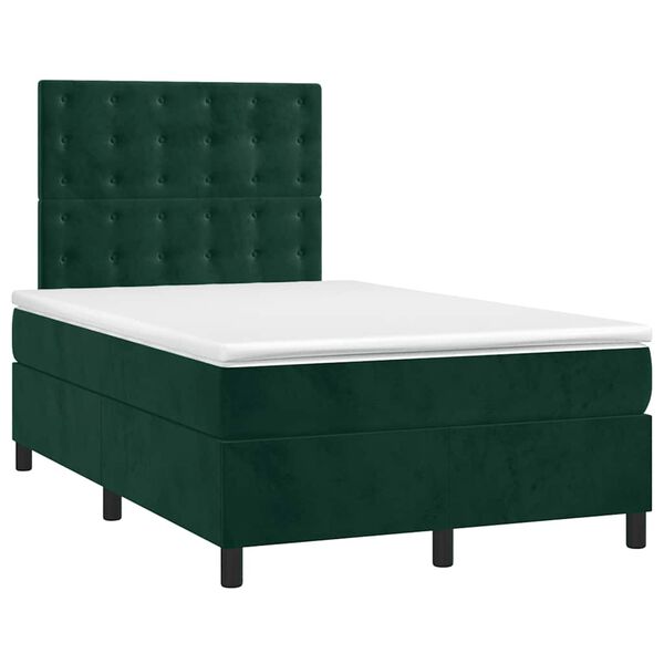 vidaXL Sommier &agrave; lattes de lit matelas et LED Vert fonc&eacute; 120x200 cm