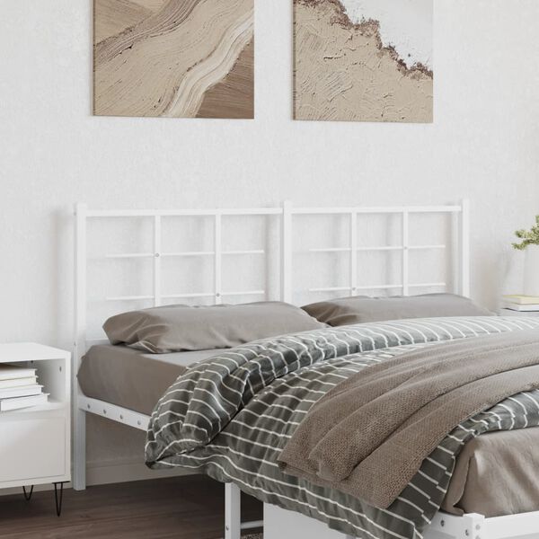 vidaXL T&ecirc;te de lit de remplacement m&eacute;tal blanc 160 cm
