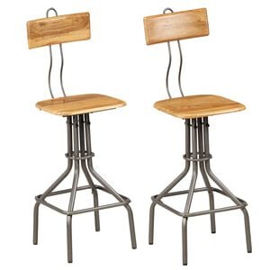 vidaXL Chaises de bar lot de 2 teck massif de r&eacute;cup&eacute;ration