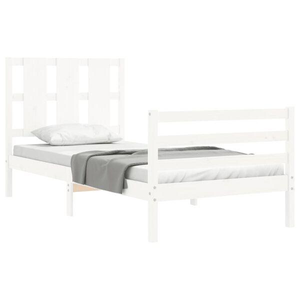 vidaXL Cadre de lit sans matelas blanc 100x200 cm bois massif