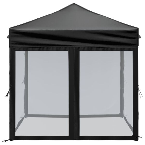 vidaXL Tente de réception pliable avec parois Noir 2x2 m