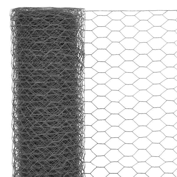 vidaXL Grillage Acier avec revêtement en PVC 25x1,2 m Gris