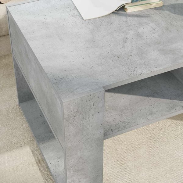 vidaXL Table basse Gris b&eacute;ton 92 x 53 x 45 cm Bois d'ing&eacute;nierie