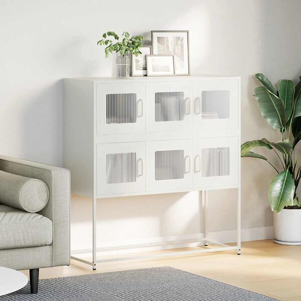 vidaXL Buffet blanc 100,5x39x107 cm acier laminé à froid