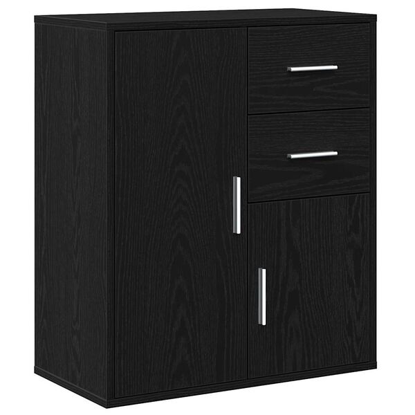 vidaXL Buffet avec tiroir Ch&ecirc;ne noir 60 x 31 x 70 cm Bois d'ing&eacute;nierie