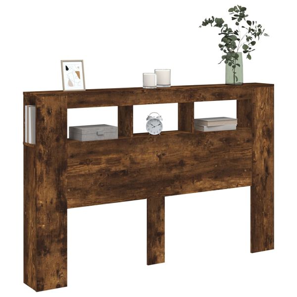 vidaXL Tête de lit à LED chêne fumé 160x18,5x103,5cm bois d'ingénierie