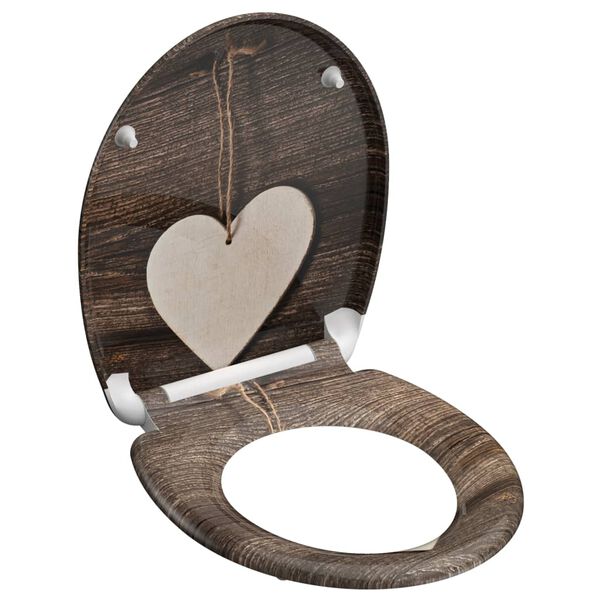 SCH&Uuml;TTE Si&egrave;ge de toilette avec fermeture en douceur WOOD HEART imprim&eacute;