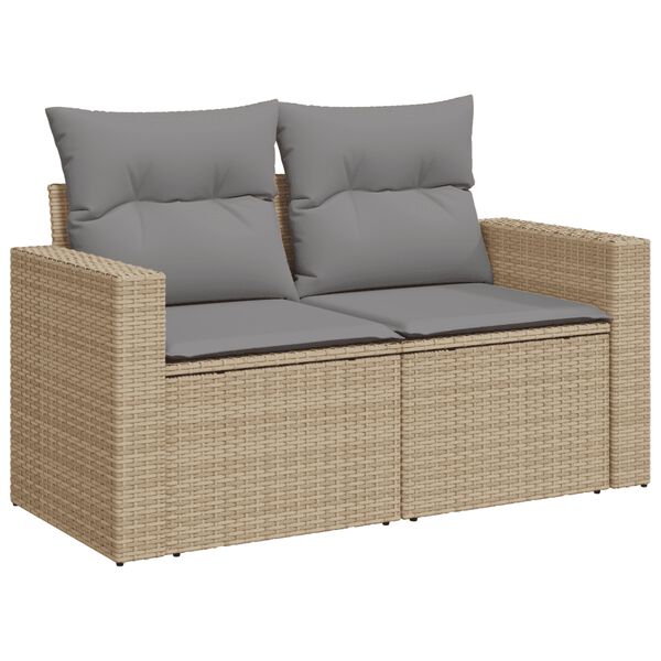 vidaXL Salon de jardin avec coussins 9 pcs beige r&eacute;sine tress&eacute;e