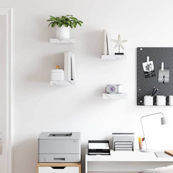 vidaXL &Eacute;tag&egrave;re Murale 4 pcs Marbre blanc 23 x 23,5 x 4 cm