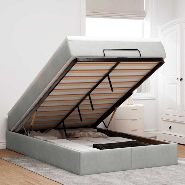 vidaXL Cadre de lit ottoman et matelas gris clair 120x200 cm velours