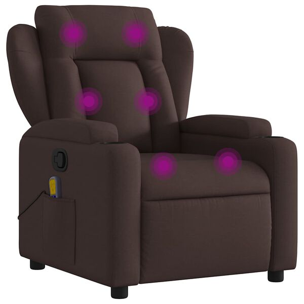 vidaXL Fauteuil de massage inclinable Marron fonc&eacute; Tissu