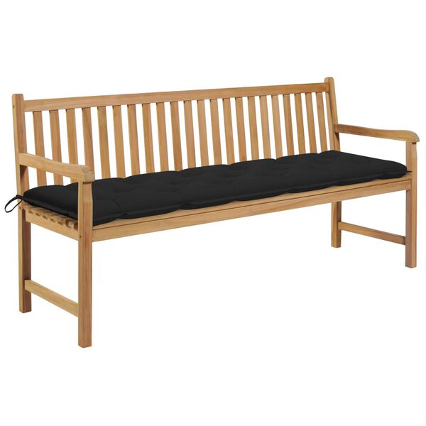 vidaXL Banc de jardin avec coussin noir 175 cm Bois de teck massif