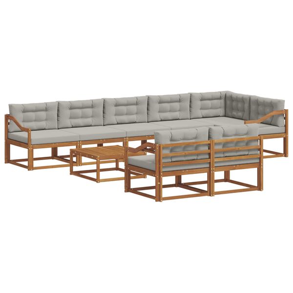 vidaXL Ensemble de canap&eacute;s d'ext&eacute;rieur 9 pcs Gris Naturel et Clair