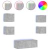 vidaXL Unit&eacute;s murales TV avec LED 6 pcs gris b&eacute;ton bois d'ing&eacute;nierie