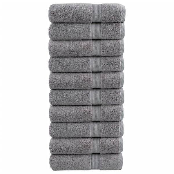 vidaXL Serviettes de douche de qualit&eacute; sup&eacute;rieure SOLUND 10 pcs gris