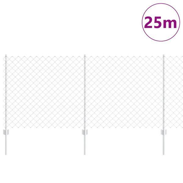 vidaXL Cl&ocirc;ture avec poteau Argent&eacute; 1 x 25 m Acier