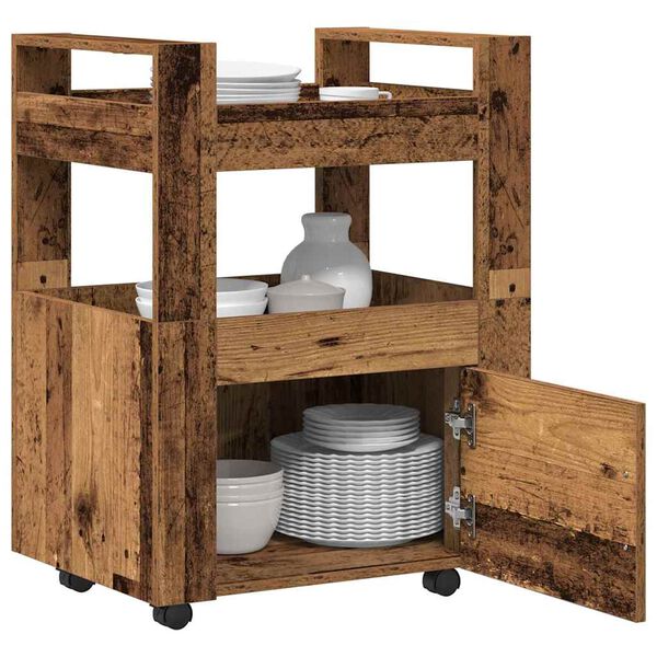vidaXL Chariot de cuisine Bois ancien 60 x 45 x 80 cm