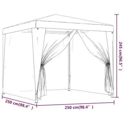 vidaXL Tente de fête avec 4 parois latérales en maille Bleu 2,5x2,5 m