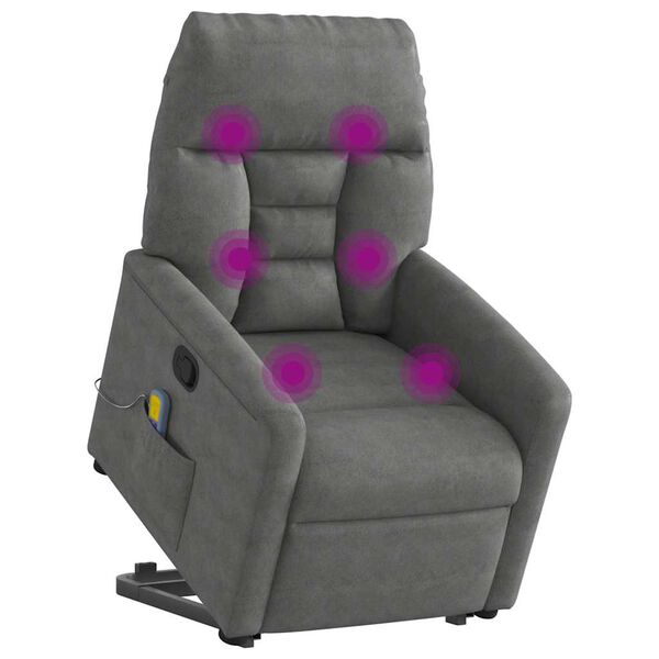 vidaXL Fauteuil inclinable de massage gris fonc&eacute; tissu microfibre
