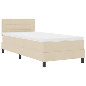 vidaXL Lit &agrave; ressorts avec matelas avec LED Cr&egrave;me 80 x 200 cm tissu