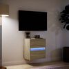 vidaXL Meuble TV mural avec lumi&egrave;res LED ch&ecirc;ne sonoma 41x31x45 cm