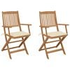 vidaXL Chaises pliables de jardin lot de 2 avec coussins Bois d'acacia
