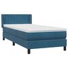 vidaXL Sommier &agrave; lattes de lit et matelas bleu fonc&eacute; 90x210 cm velours
