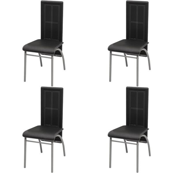 vidaXL Chaises &agrave; manger lot de 4 noir similicuir