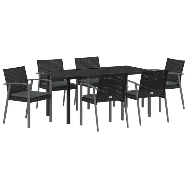 vidaXL Ensemble de salle &agrave; manger pour jardin 7 pcs Noir et gris