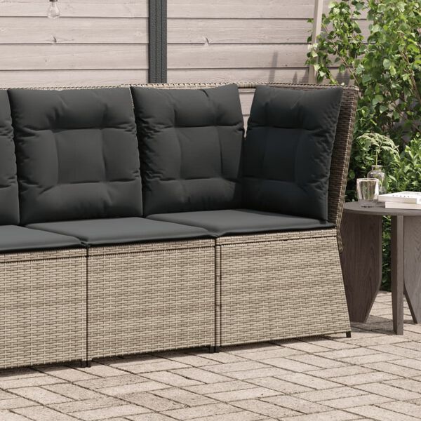 vidaXL Canapé d'angle de jardin avec coussins gris résine tressée