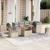 vidaXL Salon de jardin avec coussins 7 pcs beige r&eacute;sine tress&eacute;e