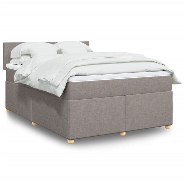 vidaXL Sommier à lattes de lit avec matelas Taupe 140x200 cm Tissu