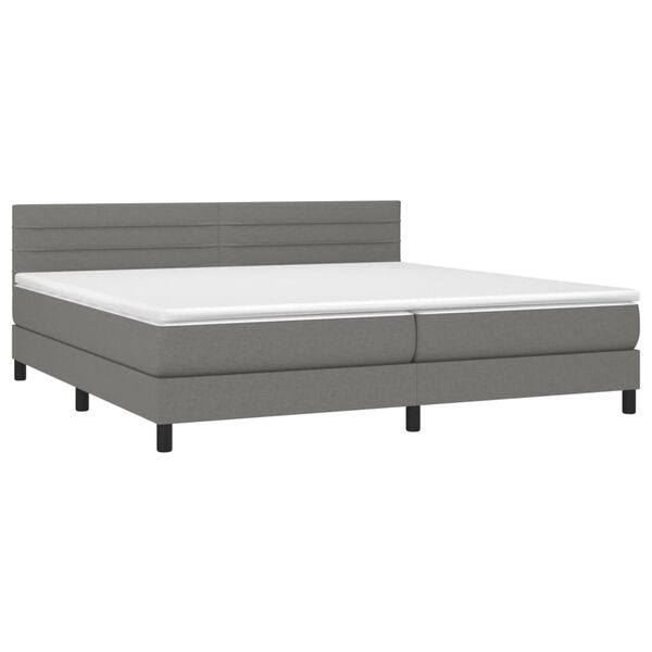 vidaXL Sommier &agrave; lattes de lit et matelas et LED Gris fonc&eacute; 200x200 cm