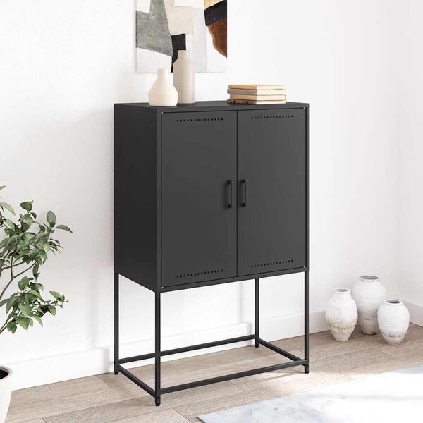 vidaXL Buffet haut noir 68,5x38,5x107 cm acier