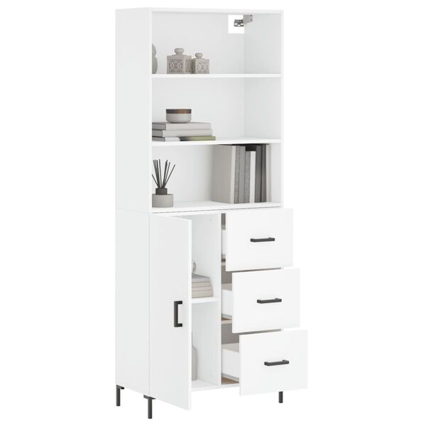 vidaXL Buffet haut Blanc 69,5x34x180 cm Bois d'ing&eacute;nierie